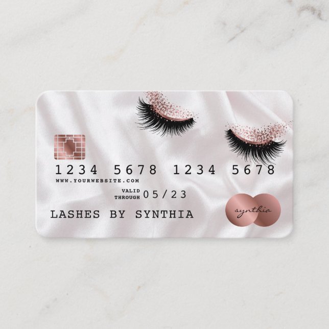 Visita Lashes longos Rosa Dourados  com cartão de crédito (Frente)