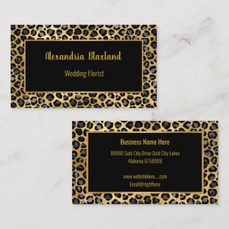 VISITA LEOPARD ANIMAL PRINT DOURADA BLACK CARTÃO DE VISIT