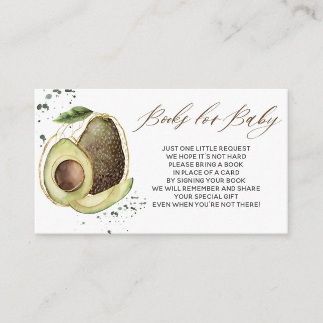 Visita Livros de Chá de fraldas Avocado para Cartão de Be (Frente)
