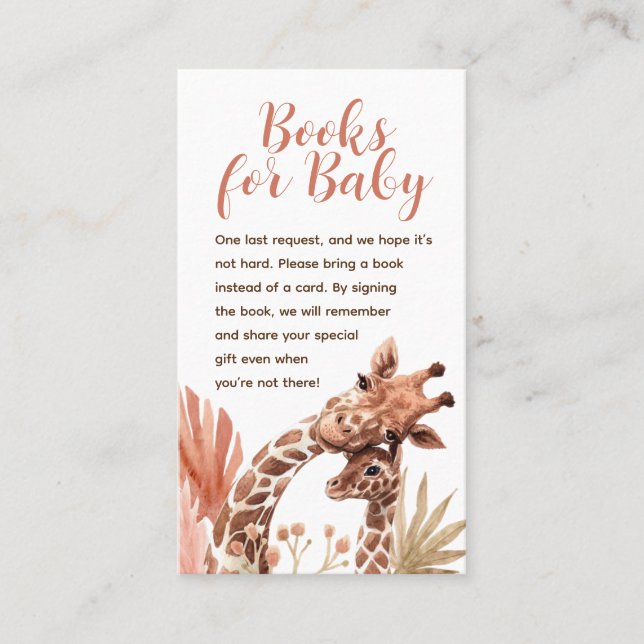 Visita Livros de Girafa Boho para Cartão de Bebê (Frente)