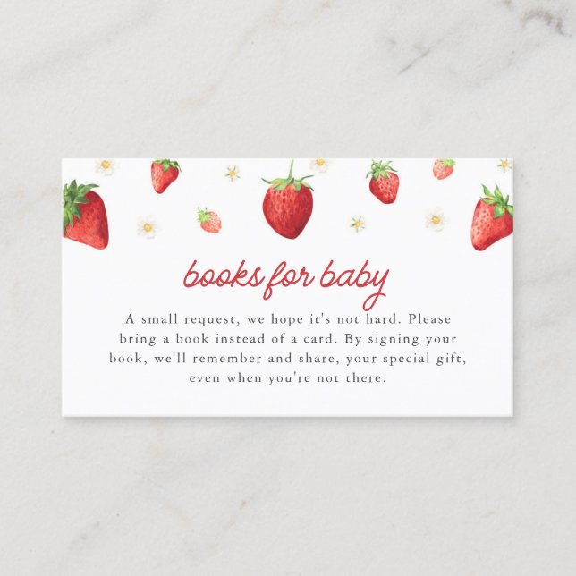 Visita Livros de Morango para Cartão Bebê Berry Chá doce (Frente)