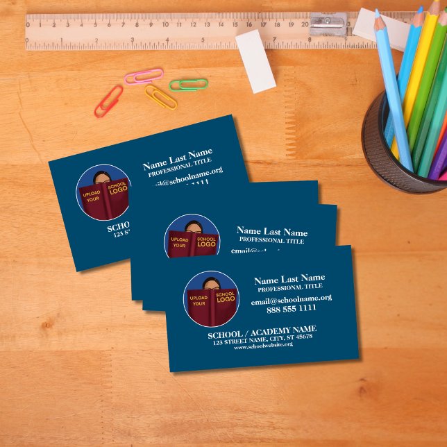 Visita Logotipo da escola personalizada | Cartão de visit (Criador carregado)