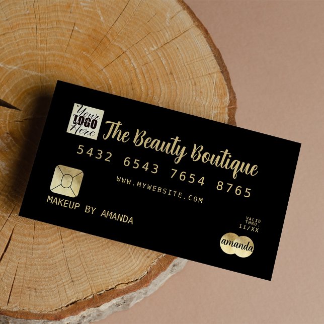 Visita Logotipo de Cartão de Crédito Dourado de Luxo Chic (Elegant Chic Black Gold Luxury Credit Card Logo )