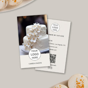 Visita Logotipo de Padaria de Bolos Foto QR Cartão de Vis