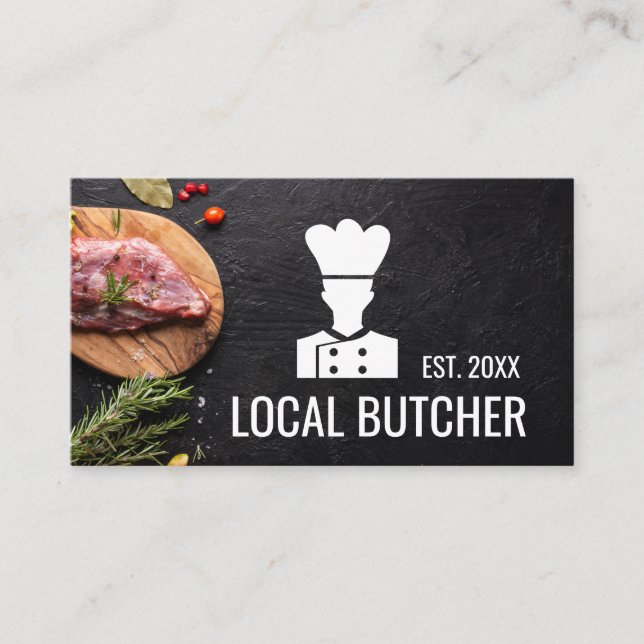 Visita Logotipo do Chef Butcher | Bife na Cartão de visit (Frente)