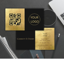 Logotipo minimalista QR Code Gold Foil Cartão de v