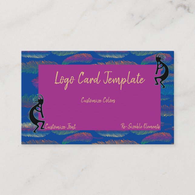 Visita Logotipo simples Kokopelli Feather Cartão de visit (Frente)
