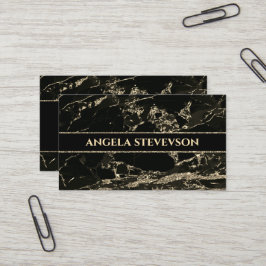 Visita Makeup Artist Black Marble Dourada Cartão de visit
