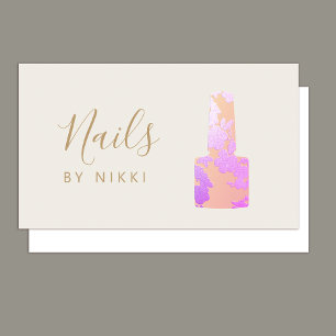 Visita Manicurista Nail Salon Pink Glitter Cartão de visi