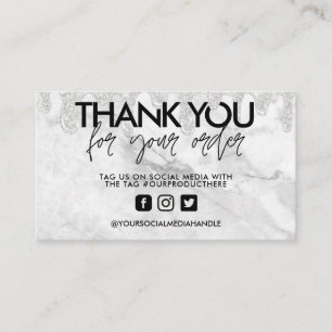 Visita Marble Glitter Drill Salon Obrigado Cartão de vis