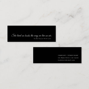 Visita Mini Cartão de Favorito Moderno Preto   Leitor e livro 