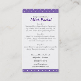Visita Mini cartão de instrução facial