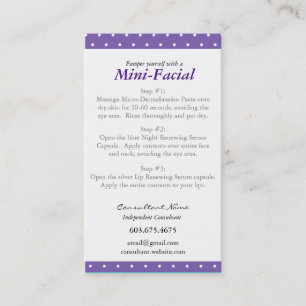 Visita Mini cartão de instrução facial