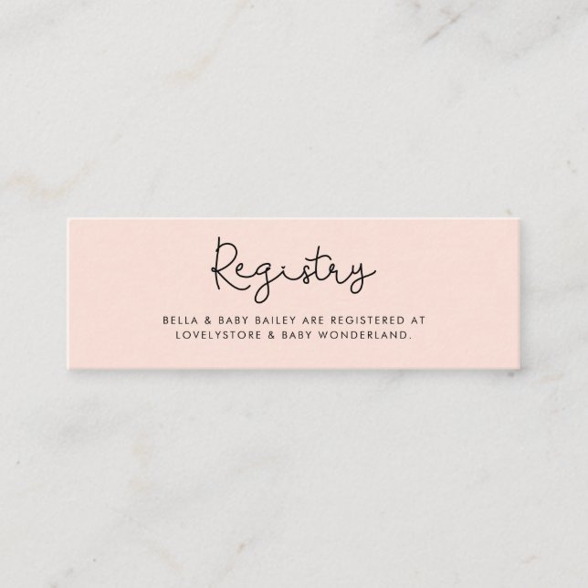 Visita Mini Cartão de registro de Chá de fraldas de tipografia (Frente)
