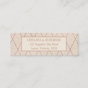 Visita Mini Cream Dourado Art Deco Patterno Cartão de Endere