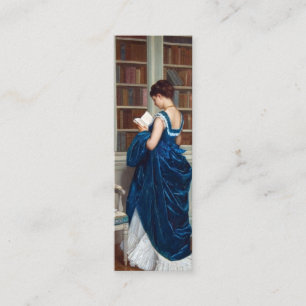 Visita Mini Mulher de Azul, lendo um Cartão de Livro