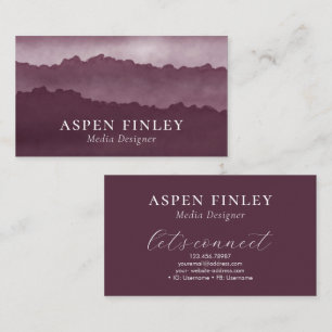 Visita Misty Mountain Watercolor Dark Red Cartão de visit