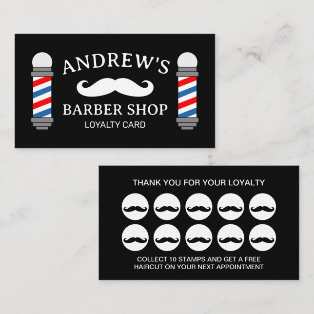 Visita modelo de cartão de fidelidade de barbearia (Frente/Verso)