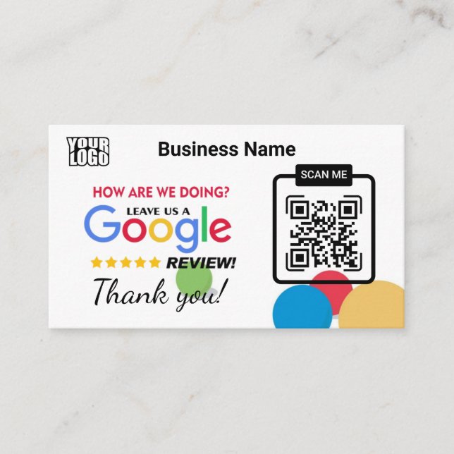 Visita Modelo de cartão de negócios de revisão do Google  (Frente)