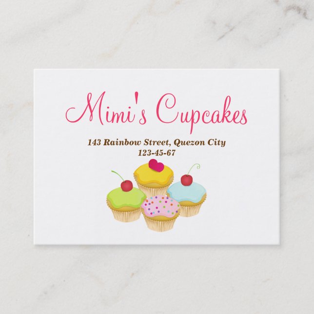 Visita Modelo de cartão de negócios dos cupcakes (Frente)