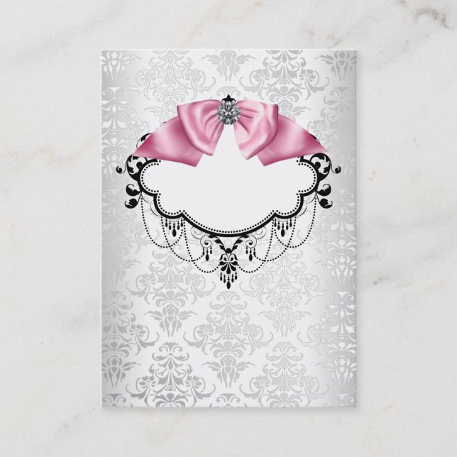 Visita Modelo de cartão de negócios Elegante White Damask (Frente)