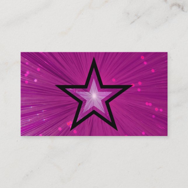 Visita Modelo de cartão de negócios preto-e-estrela rosa (Frente)