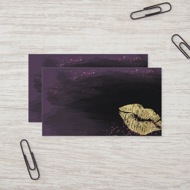 Visita Modelo de cartão de negócios preto e roxo dos (Frente/Verso In Situ)