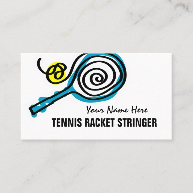 Visita modelo de cartão de negócios Tênis Racket Stringer (Frente)