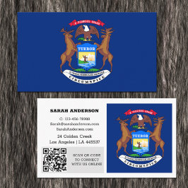 Visita Modern Michigan Cartão de visita, Flag / EUA