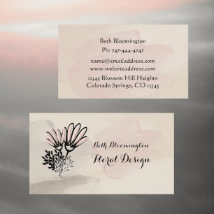 Visita Modern Watercolor Pink Bloom Floral Cartão de visi