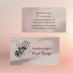 Visita Modern Watercolor Pink Bloom Floral Cartão de visi