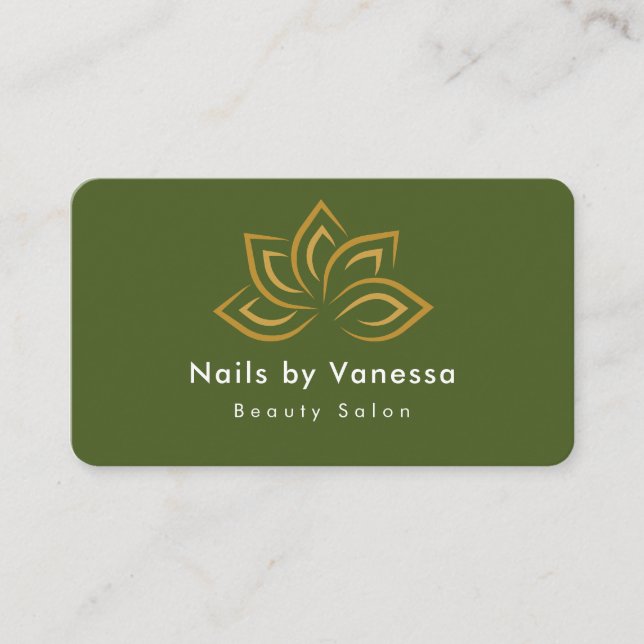 Visita Nail Beauty Salon Qr Code Moss Green Cartão de vis (Frente)