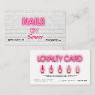 Visita Neon & Brick Background Nail Artist Cartão de vis