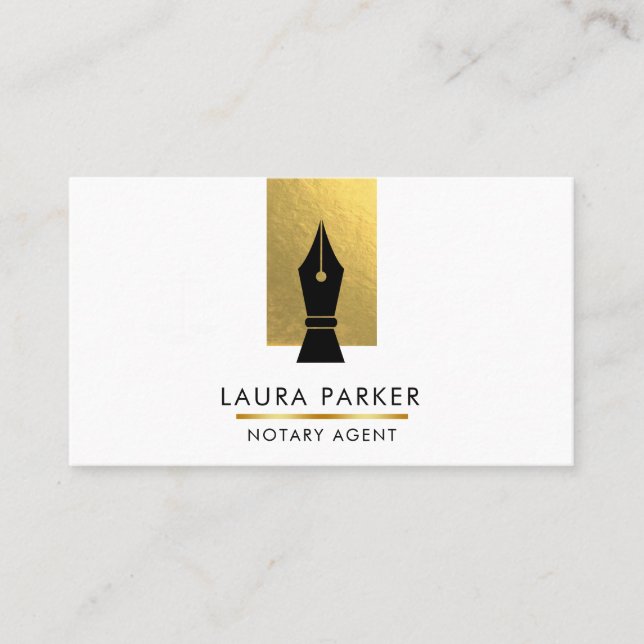 Visita Notary Bank Loan Agent Dourado Nib Cartão de visit (Frente)