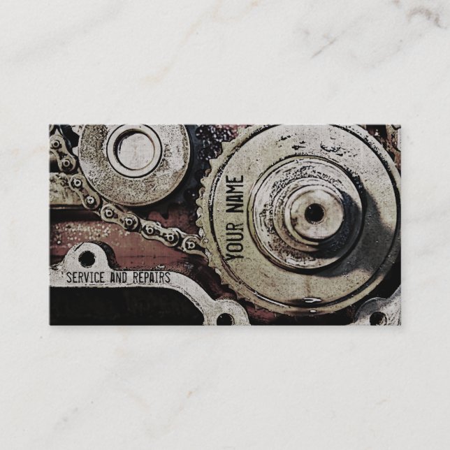 Visita o mecânico repara o modelo de cartão de negócios (Frente)