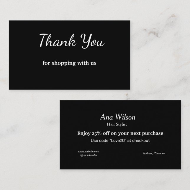 Visita Obrigado clássico branco azul que você cartão de v (Frente/Verso)