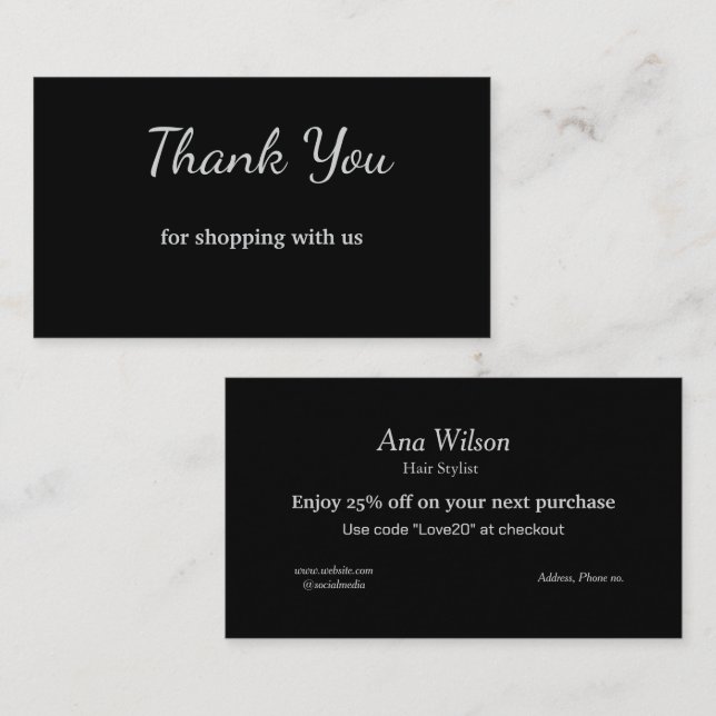 Visita Obrigado clássico branco azul que você cartão de v (Frente/Verso)