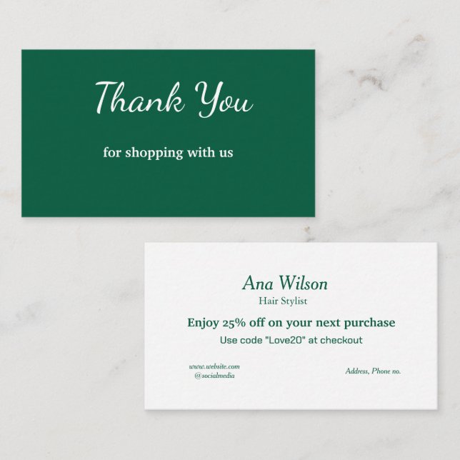 Visita Obrigado clássico branco azul que você cartão de v (Frente/Verso)