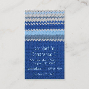 Visita Ônibus. Cartão - Crochet de Stripe Azul e Branco