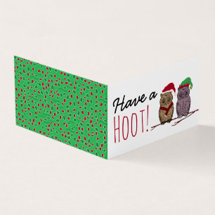 Visita Papais noeis Owl e Elf Owl, Cartão de Natal de Fot