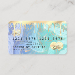 Visita pastel unicorn aqua dourado líquido cartão de créd