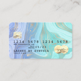 Visita pastel unicorn aqua dourado líquido cartão de créd