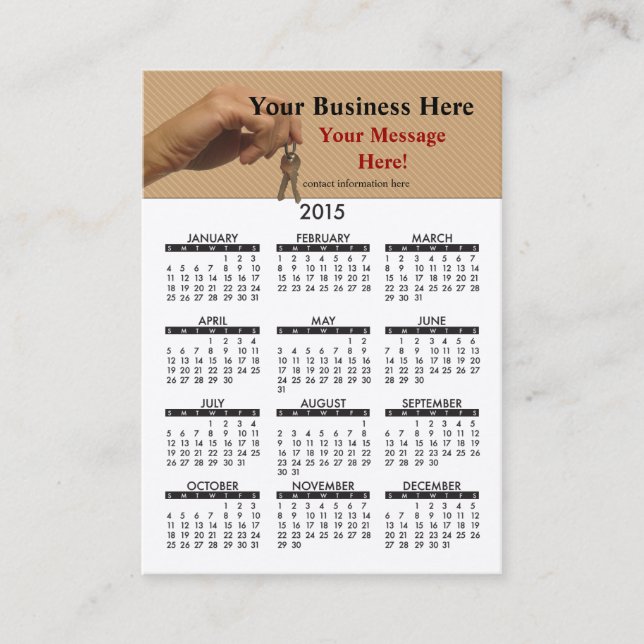 Visita Peritos do Realty do calendário do cartão de (Frente)