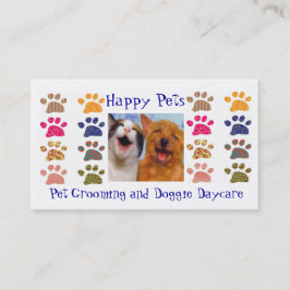 Visita Pet Grooming Pets Sitting Paw Prints Cartão de vis