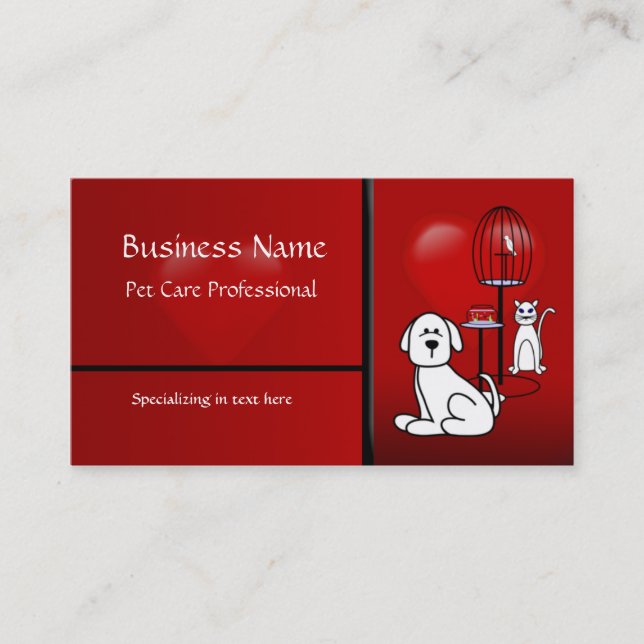 Visita Pet Sitter Embarcar Corações Comerciais Cartão de  (Frente)