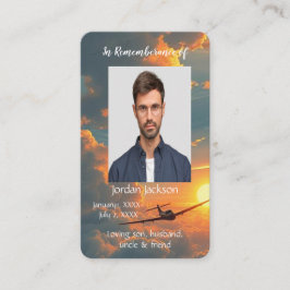 Visita Piloto de avião de cartão de bolso de memória memo