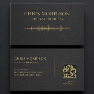 Visita Produtor de Podcast Cartão QR Code Black Gold
