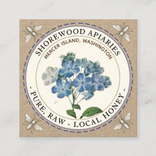 Visita Quadrado Abelhas Blue Summer Flower Honey Kraft Cartão de v