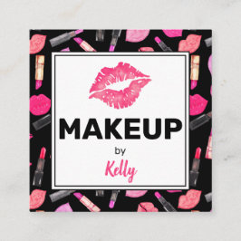 Visita Quadrado Aquarela Makeup Artist Glam Square Cartão de visit