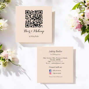 Visita Quadrado Cabelo de código QR do Salão bege - Compor Cartão 